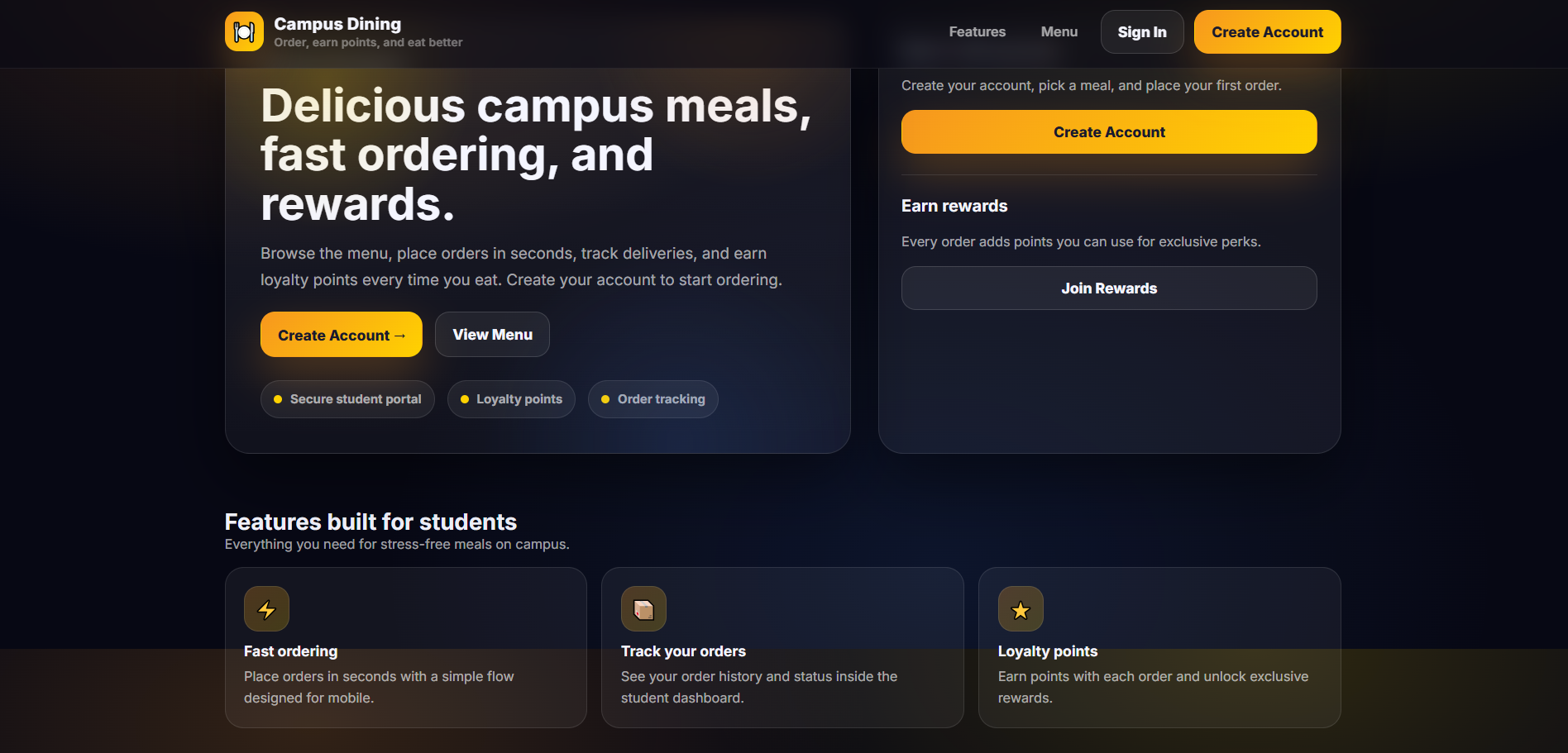 Campus Dining Portal